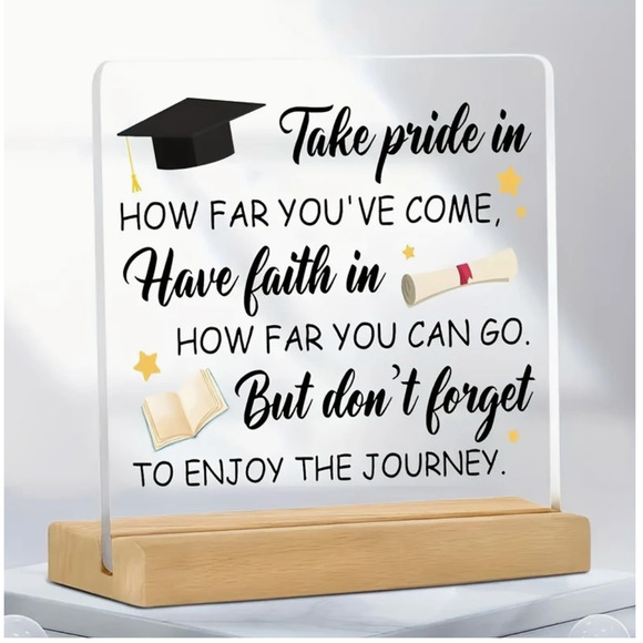 Inspirational Graduation Plaque-Take Pride in How Far You've Come, Have Faith - Picture 6 of 8